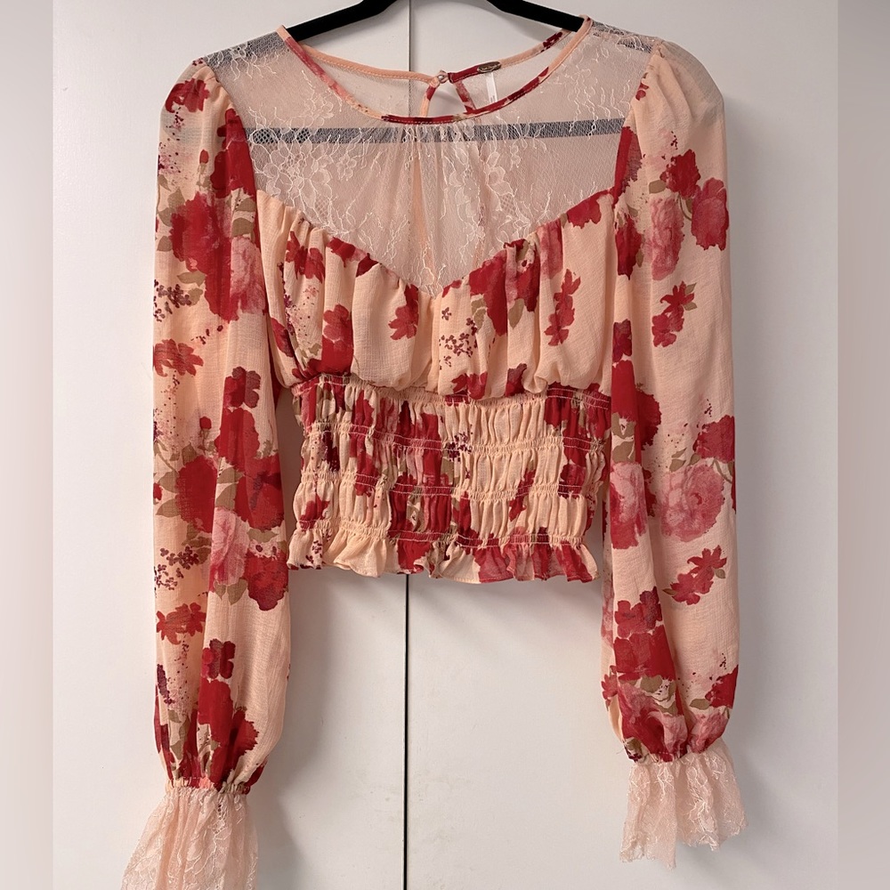 Free People Laced Floral Top